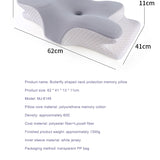 "Butterfly-shaped orthopedic neck pillow with dimensions labeled – memory foam design"

