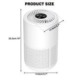 Product dimensions of compact air purifier with 5.7in width and 10in height