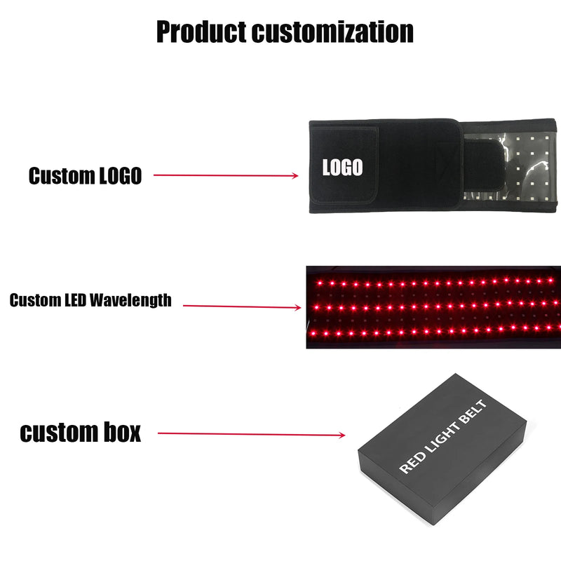  Custom logo, LED wavelength, and box options for red light therapy belt