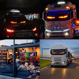 Car and truck installations of Devil Eye LED signs glowing at night – eye-catching RGB scrolling displays for automotive customization