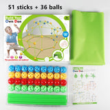  DIY fort kit set including fabric cover, 36 colorful connector balls, and green rods