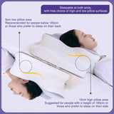 Memory foam pillow with 8cm and 10cm height zones for back and side sleepers