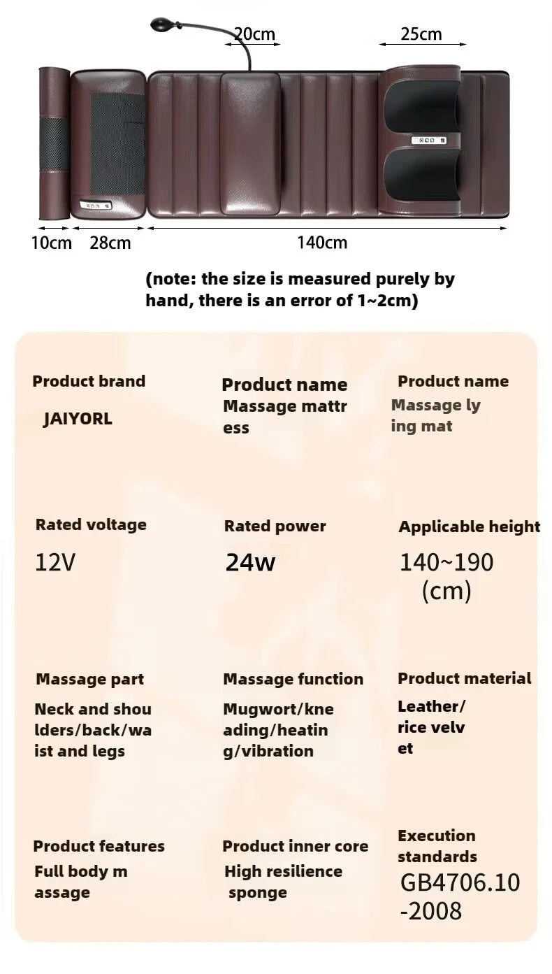 Full body heated massage pad with leg and foot kneading rollers, vibration therapy, and remote control

