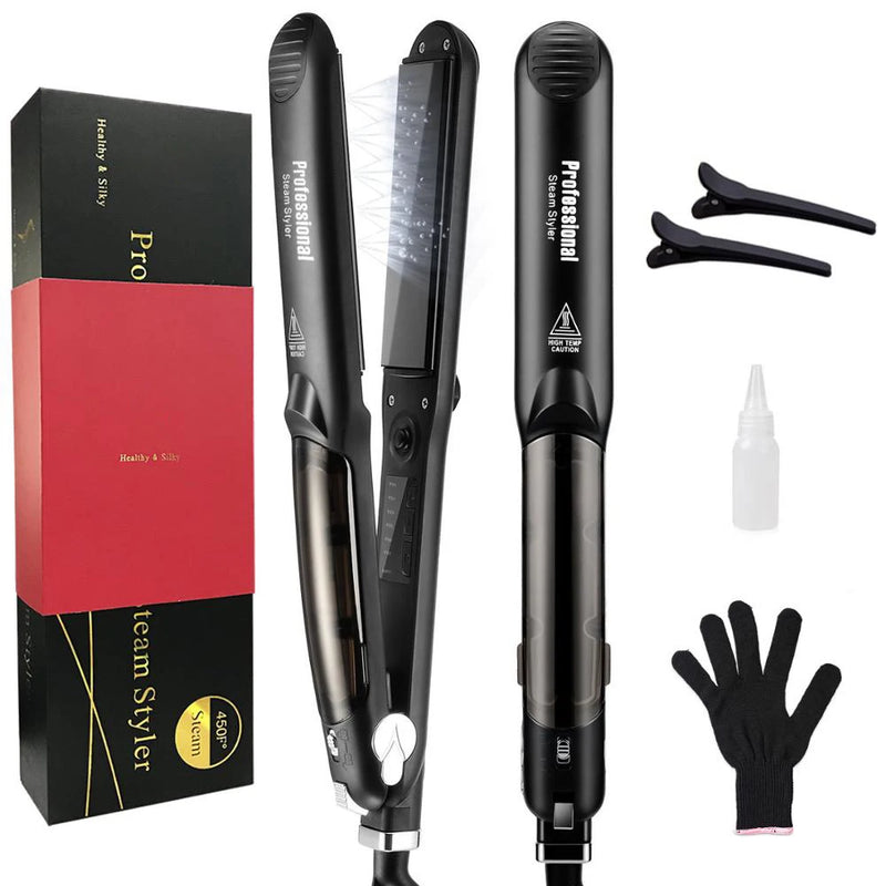  complete steam styler kit with glove clips and water bottle for hair care