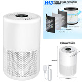 H13 air purifier with three-stage filtration system and compact size guide