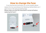Fuse replacement instructions for Miss Queeny cavitation machine – back panel closeup