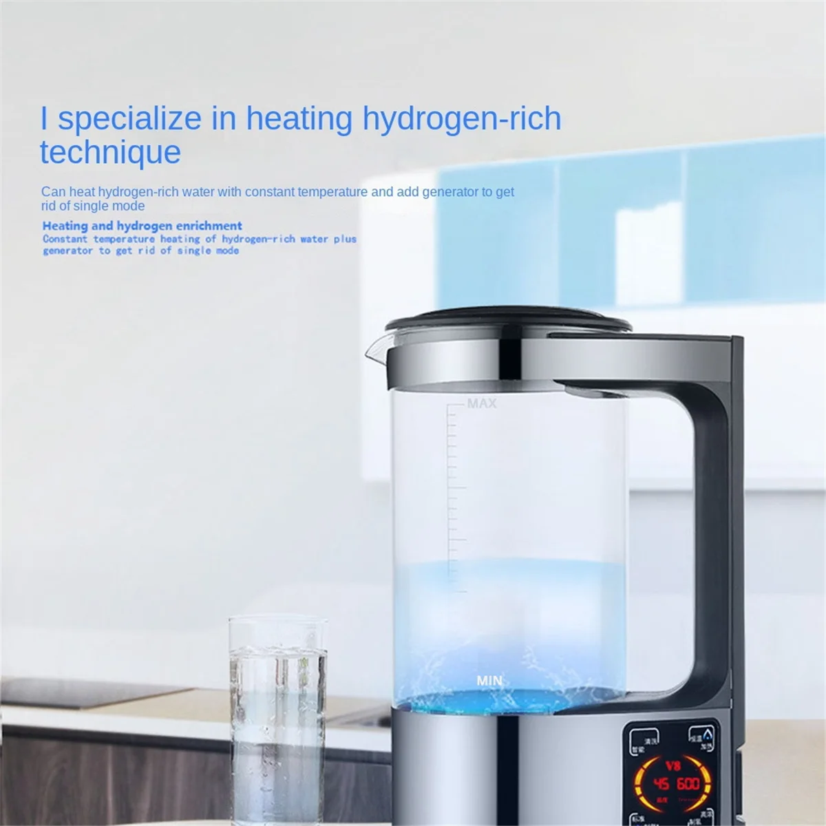 Hydrogen kettle with heating feature and constant temperature control – countertop-friendly ionizer