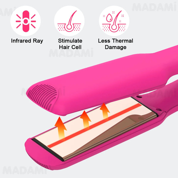 Illustration showing infrared technology stimulating hair while reducing damage