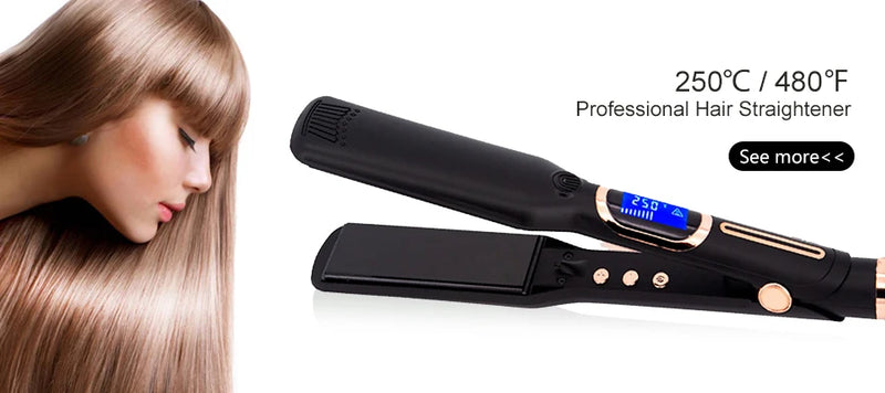  professional steam hair straightener with 480°F LCD heat display