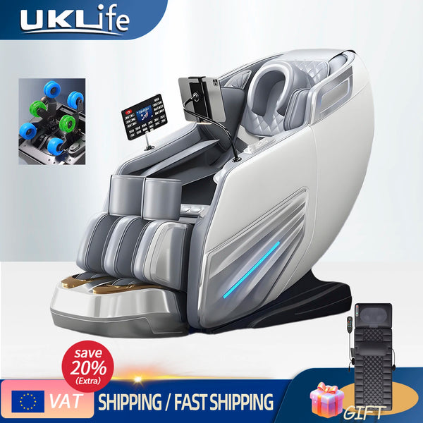  White Luxury Zero Gravity Massage Chair – Electric Heating, Full Body Kneading, Recliner for Home & Office