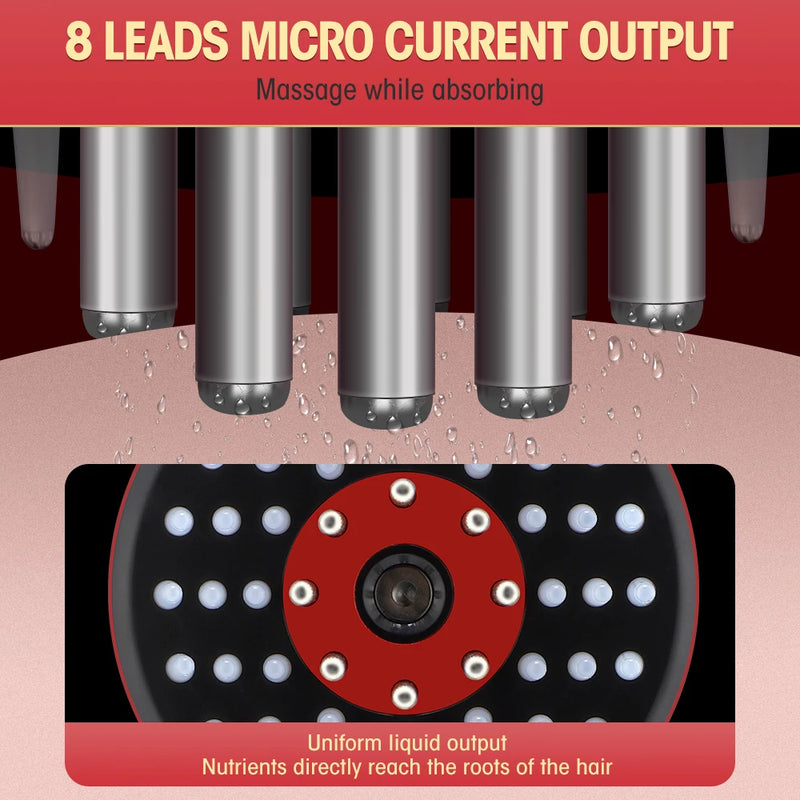 8-Lead Microcurrent Output Hair Comb with Uniform Liquid Distribution
