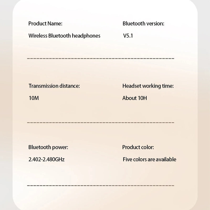 Technical Specifications of P9 Wireless Bluetooth Headphones – Working Time, Range, Frequency