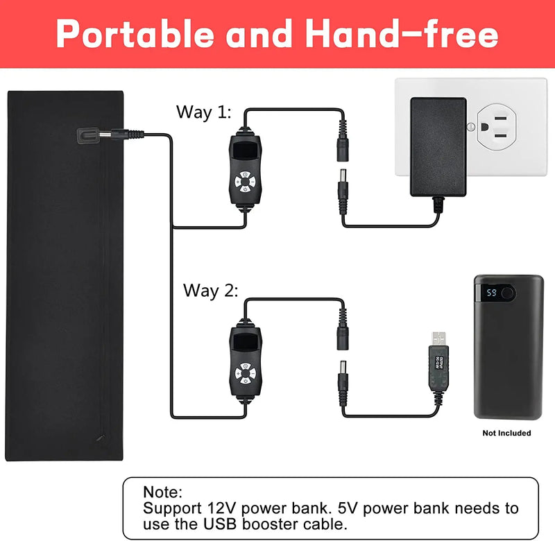  Red light belt power connection options with wall adapter and USB