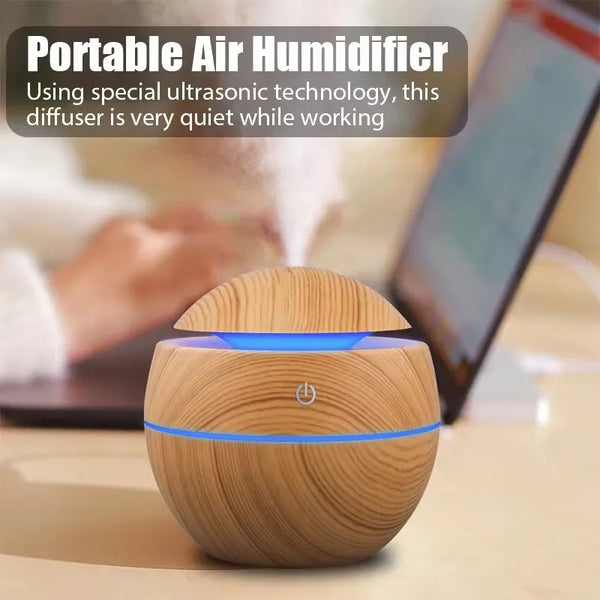 Portable ultrasonic wood grain air humidifier with 