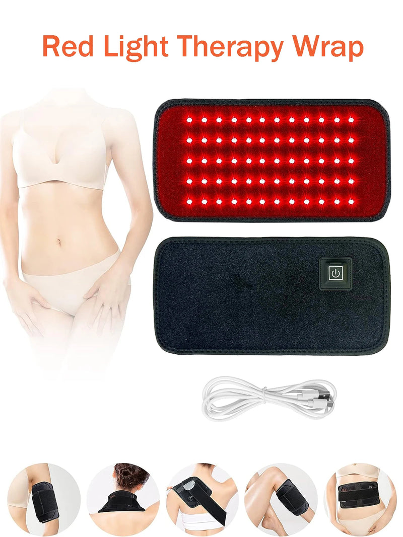  Red light therapy wrap labeled as “Red Light Therapy Wrap” with usage examples