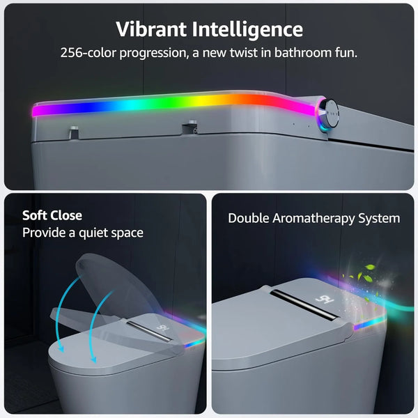 Smart toilet with 256-color ambient lighting and built-in double aromatherapy system.