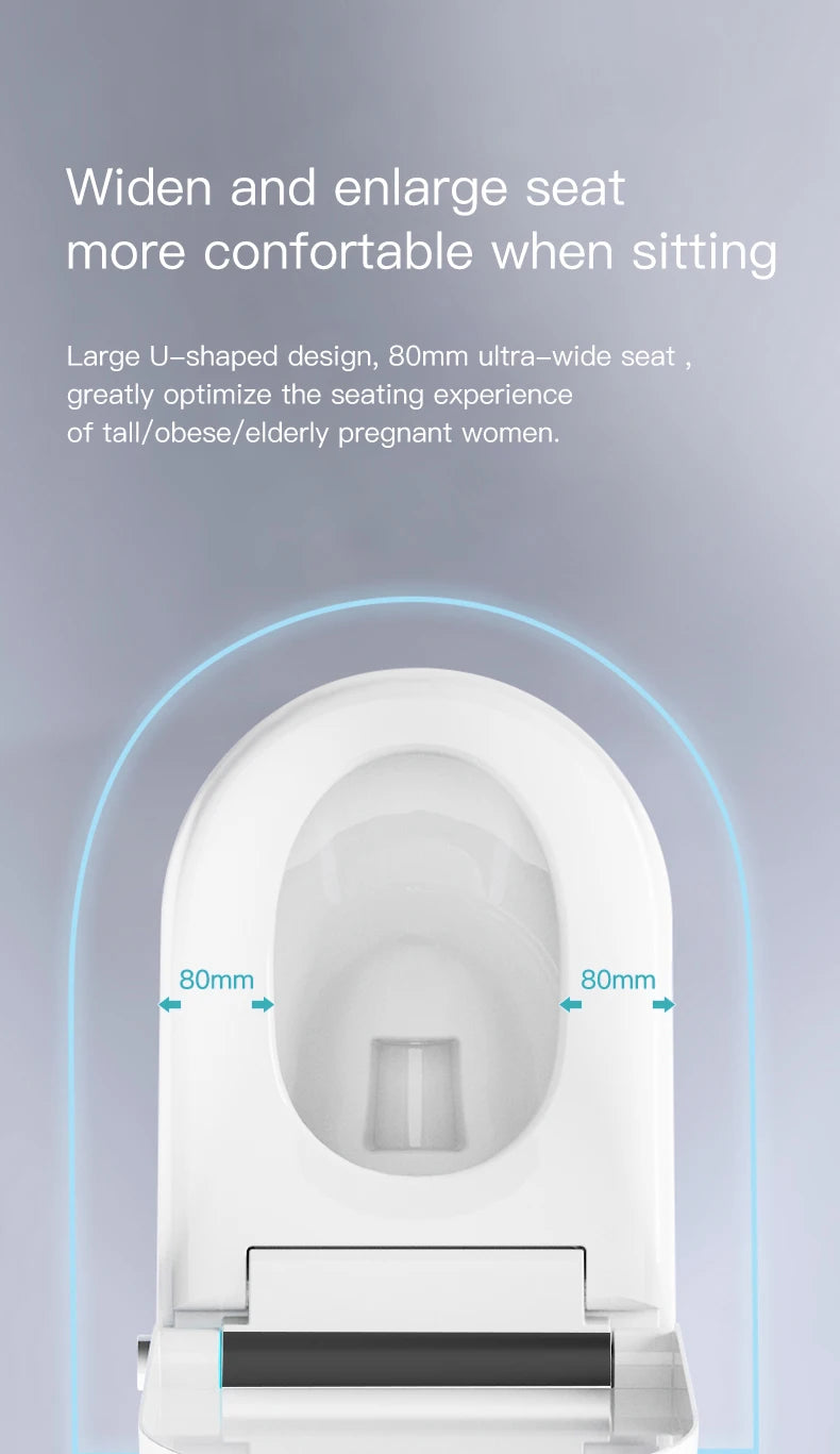  Auto-sensing lid opening feature on smart toilet with colorful LED lights.