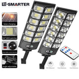  Solar LED Wall Light W789 – Full front view showing dual LED panel design with motion sensor and remote