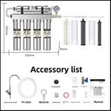 STARWELL water filter size specifications with included accessories like wrench, PE pipe, faucet, and extra filters