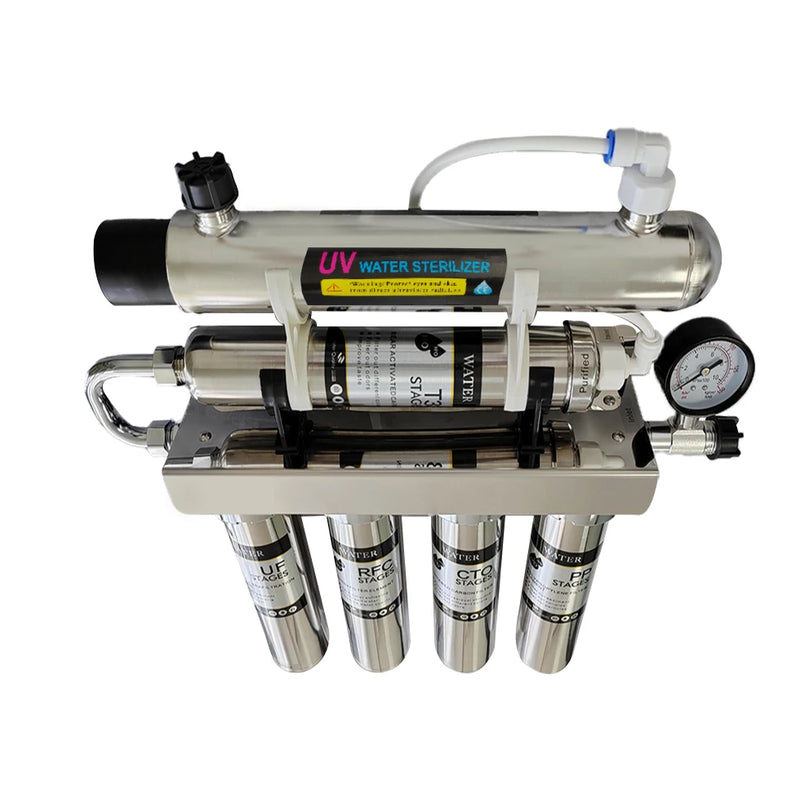 Top-down view of STARWELL UV water sterilizer with 6-stage filtration system