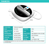 Ultrasound therapy device dimensions, power output, frequency, and operation mode breakdown