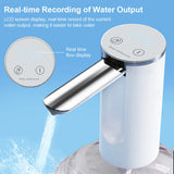  LCD water flow display showing 310ml in real-time – electric desktop bottle pump