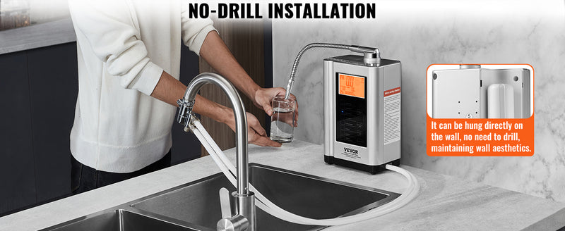 VEVOR Alkaline Water Ionizer Machine pH 3.5-10.5 Alkaline Acidic Hydrogen Water Purifier 7 Water Settings Home Filtration System