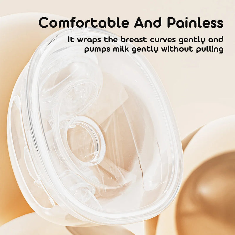 Close up of wearable milk collection cup with soft silicone rim for comfort
