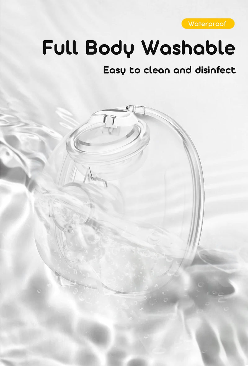 Wearable pump collection cup submerged in water to show easy cleaning and disinfection